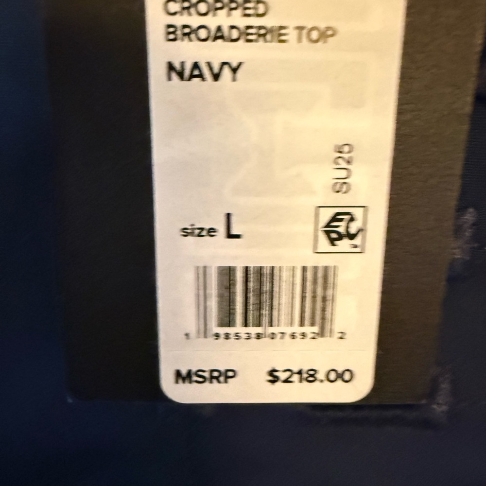 Joe's Jeans Navy Eyelet Square-Neck Boxy Blouse - Picture 3 of 3